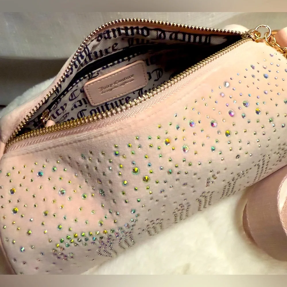 NEW Juicy Couture Pink Fuzzy Roll Crossbody Bag